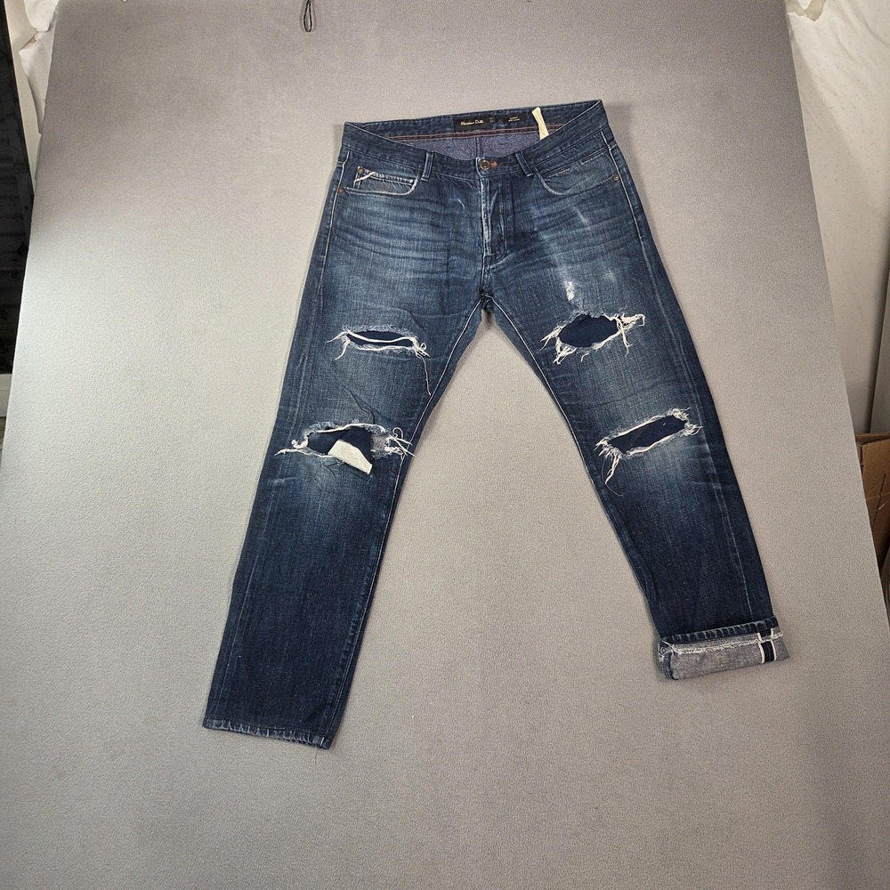 Massimo Dutti Jeans Mens 32 Selvedge Relaxed Straight‎ Leg